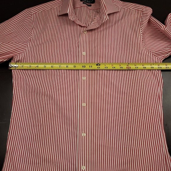 Ralph Lauren Mens 15 32/33 Shirt Black Label Button Up Red Stripe Slim Festive - Picture 7 of 11